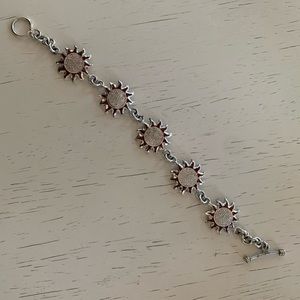 Silver & Red Mayan Calendar Sun Bracelet